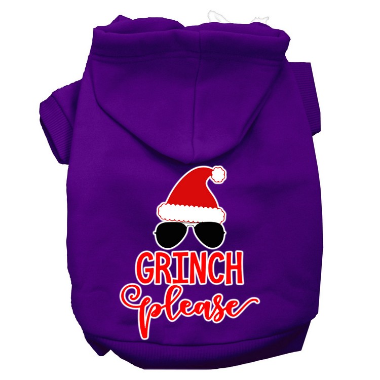 Grinch Please Screen Print Dog Hoodie Purple XXXL